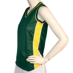 Multi Purpose Sports Singlet Female - Dark Green Gold White