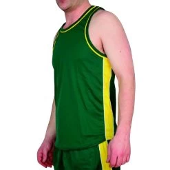 Multi Purpose Sports Singlet Male - Dark Green Gold White