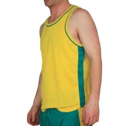 Multi Purpose Sports Singlet Male - Gold Jade Green
